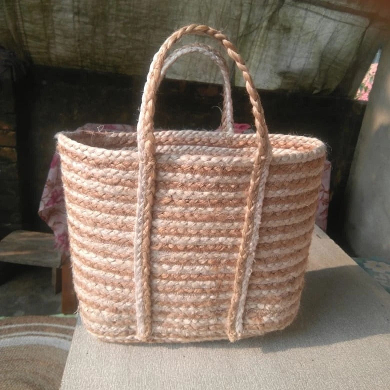 Beige Handcrafted Multipurpose Jute Shoulder Bag