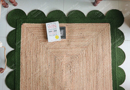 Red Braided Scalloped Jute Rug – Bohemia Indoor & Outdoor Décor