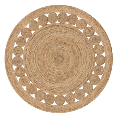 Handmade Braided Jute Rectangle Carpet with Circular Design